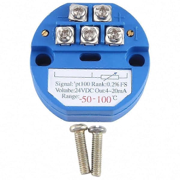 RTD PT100 Temperaturtransmittermodul -50C til 100C 4-20mA Utgang 24V DC Termisk Motstandssensor Blue