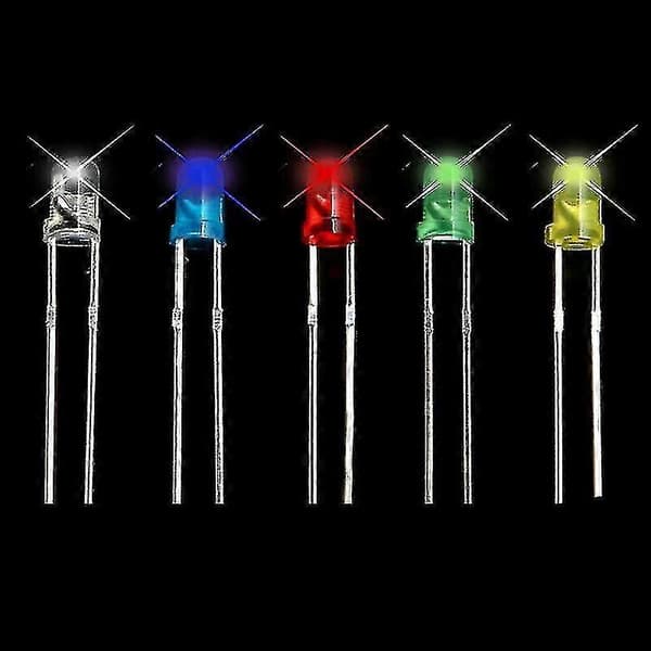 500 st 3 mm diod LED ljusemitterande komponenter flerfärgad vit röd blå grön
