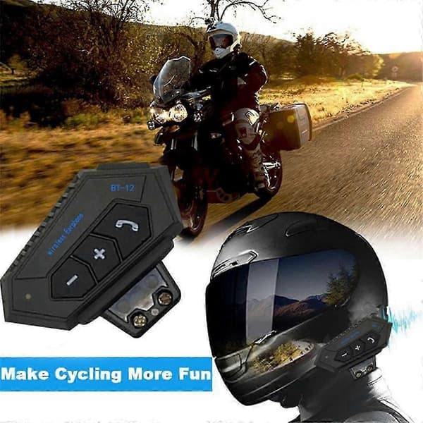 BT12 Bluetooth-headset för bil Motorcykelhjälm Bluetooth-headset Brusreducering Handsfree Universal Black