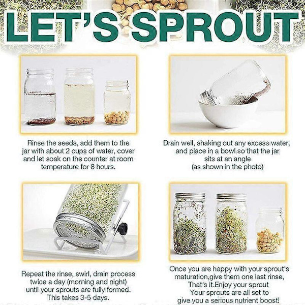 [13R] 8-pack Sprouting Screen Lids, Stainless Steel Lid Screen