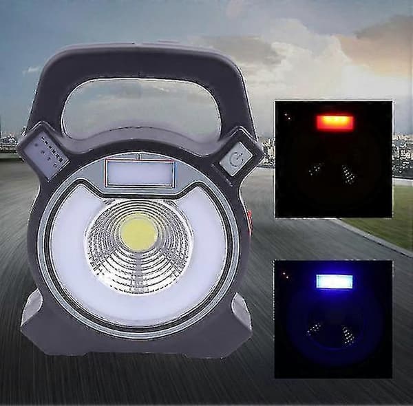 [13R] 30w Rechargeable Portable Handheld, Work Light Camping Light, White Light + Red And Blue Flashing Light Warning Function (1 Piece, Black)