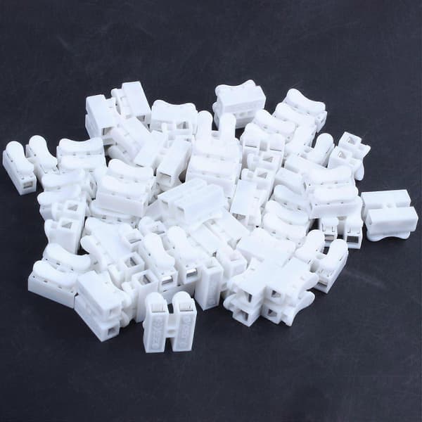 100 stk CH2 fjærbelastet hurtigkobling for ledninger, klemterminal for LED-lysstriper White