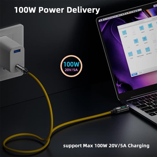 [13R]2025 Seneste Model xiwai USB-C til USB C 100W 20Gbps Strøm- & Datakabel med Smart LED-Display 8K Type-C Han til Han til Bærbar Disk Telefon