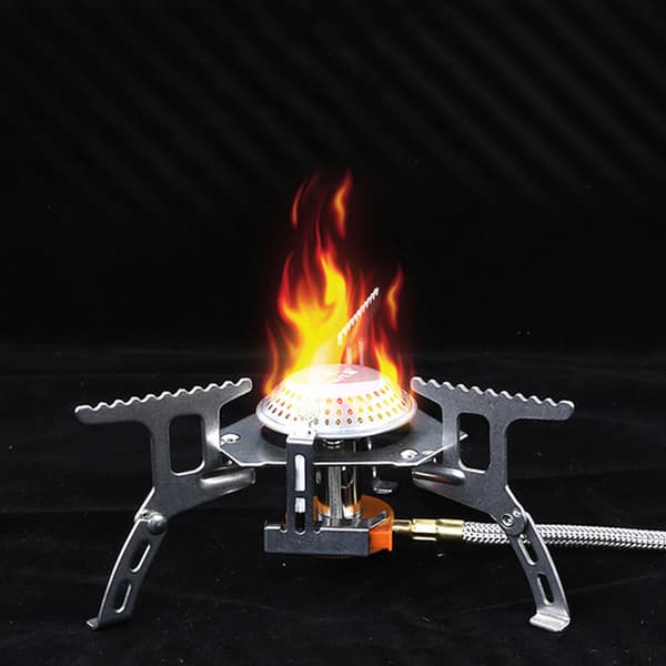 Portable Gas Stove for Camping, Windproof and High-Efficiency Burner with Durable Material and Built-in Wind Deflector, Foldable Camping Stove with