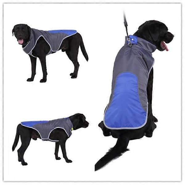 Vintervarm frakk hundevinterjakke polarfleece vind- og snøtett DZ207 blue Patchwork Grey S
