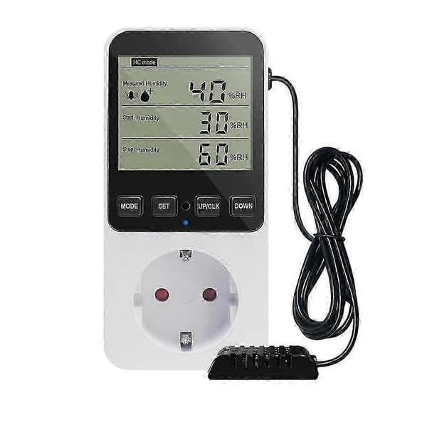 Fuktighetsregulator Temperaturkontakt 230 V Bryter Termostat EU-plugg White
