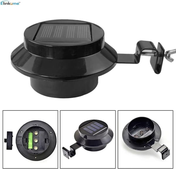 4-pack Outdoor Solar Gutter Lights Waterproof Solar Power Smart Solar LED Gutter Night Security Lighting, Black