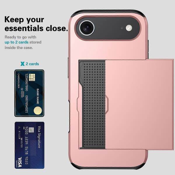 Til iPhone 17 Air-deksel med kortholder TPU + PC-telefonbakdeksel - Multicolor Grey