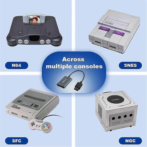 Bitfunx 720P HDMI-kompatibel adapter AV/SV Auto med 43/169 til N64/SNES/SFC/NGC Con