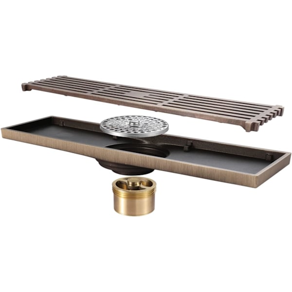 [13R] Brass Shower Drain, Rectangular Floor Drain Odorless Bathroom S