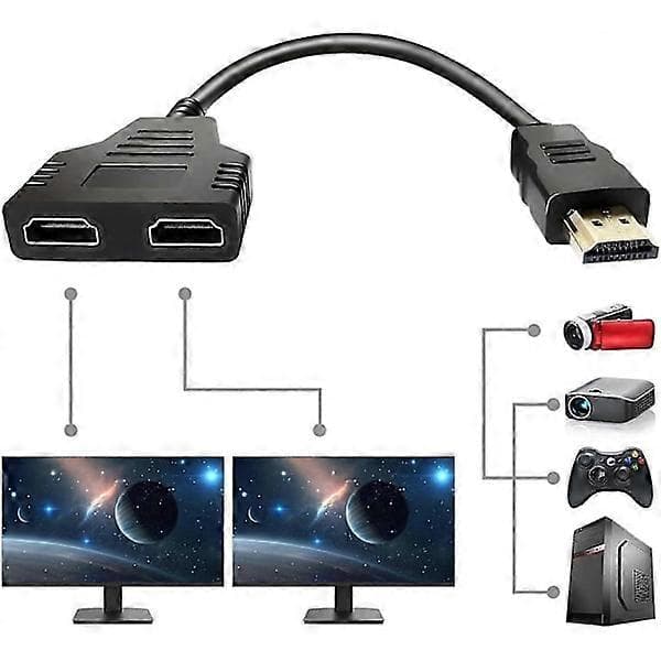 HDMI 1 han til dobbelt HDMI 2 hun Y-splitterkabeladapter LCD LED HD TV