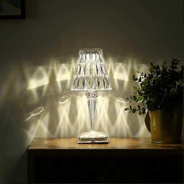 2x Crystal Diamond Bedside Lamp USB Rechargeable Acrylic Night Light Decor