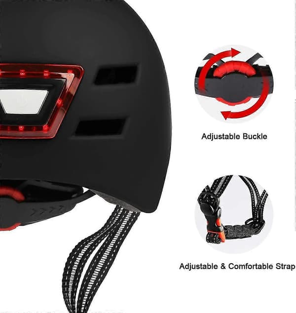 Cykelhjelm med LED-lys black L
