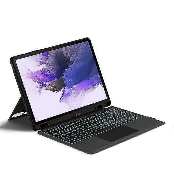 sopii galaxy tab s7 fe -nahkakoteloon taustavalaistulla bluetooth-näppäimistöllä ja ohjauslevyllä