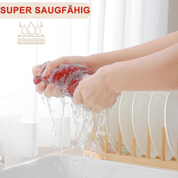 6-pak køkkenhåndklæder i 100 % bomuldsfrotté med krog, rød Red 34*73cm