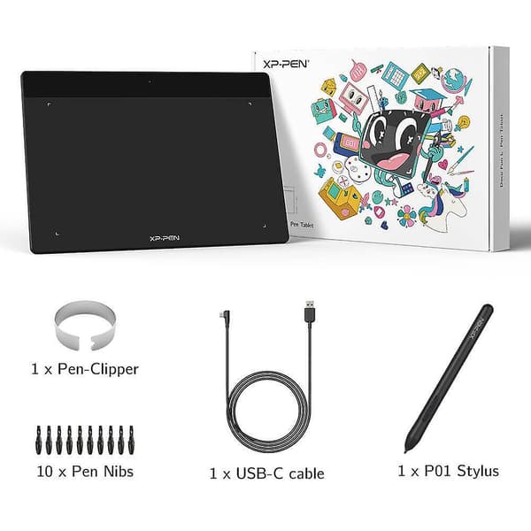 Xp-pen Deco Fun L 10x6 tommer Grafiktablet Tegneplade Med 8192 Digital Pen Support Chrome Android Blå black