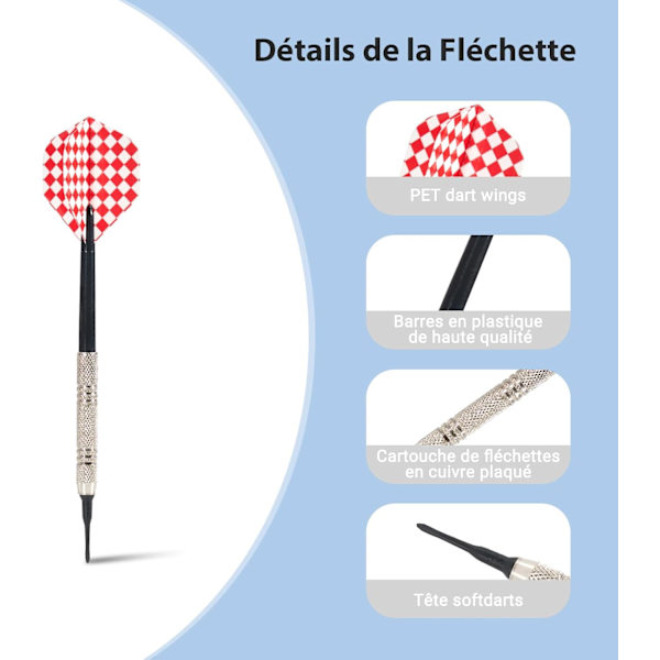 12 Soft Tip Darts 14g with 100 Replacement Tips - Professional Set for Electronic Dartboards