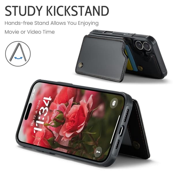 CASEME iPhone 16 Plus Deksel RFID Kickstand Lommebok Svart 83