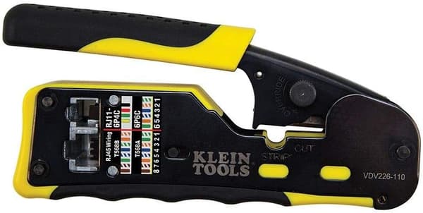 [14]TOOLS A-VDV226-110 Pass Thru RJ45 Låse Kompakt Krympetang, Gul/Sort
