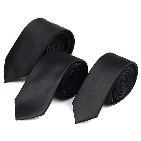 Klassiske sorte slips til mænd Silke herreslips til bryllupsfest Forretning Voksen halsslips 3 størrelser Afslappet ensfarvet slips 7cm