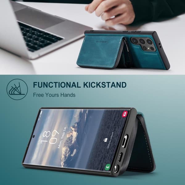(For Samsung Galaxy S24) Mobile case with stand and card slots, shockproof slim design kaffefärgad