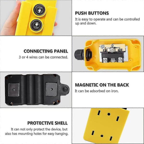 Fjernkontrollbryter for 12V tippehenger hydraulisk kraftløft Yellow