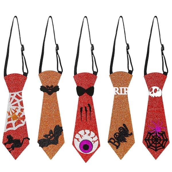 5 stk Halloween-slips i filt Halloween-dekorasjon Halsslips Elastisk justerbart slips Halloween-festtilbehør