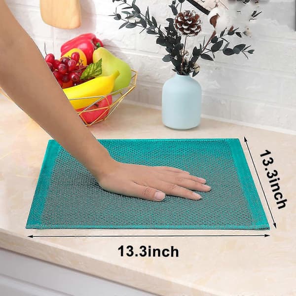 6-pack 100% Cotton Terry Kitchen Towels with Hook, Teal Blue-green 34*34cm