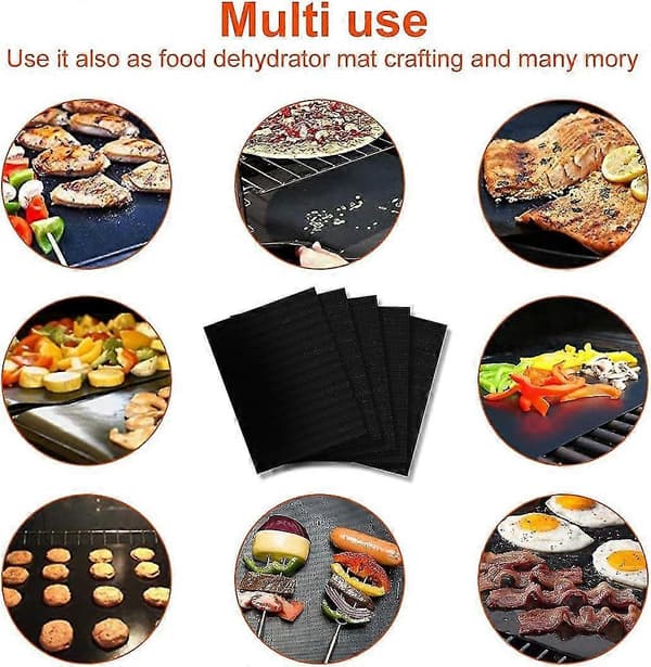Sæt med 5 bageunderlag BBQ-måtte grillplade bageplade ovn 40 * 33 cm til grill gas elektrisk kul non-stick