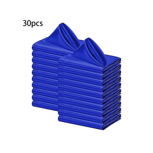 30 Stykker Satinservietter Vaskbare Middagsservietter Hotellservietter Jacquard Munnstykke Sete Servietter [DB] Blue