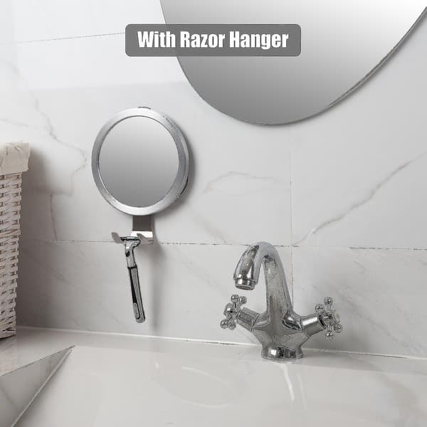 Bathroom Fogless Mirror Shower Shaving Mirror with Suction Cup Wall Mount with Razor Hook