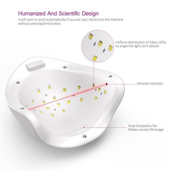 SUN5 48W UV LED Negletørrelampe - Mærke - Model - EU-stik - Hvid - 48W