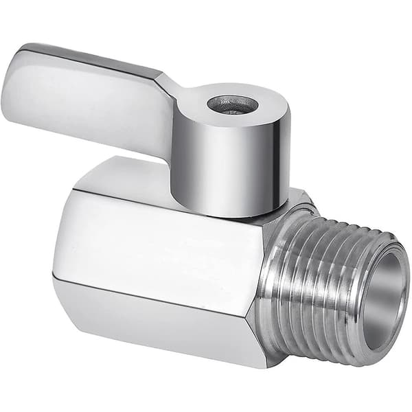 Brusehoved Afspærringsventil, 304 Rustfrit Stål Mini Kugleventil NPT Gevind (1/2 tomme Han X 1/2 tomme Hun)