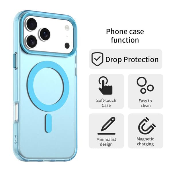 iPhone 17 Pro Max Cover - Candy Magsafe PC Hybrid TPU Blå