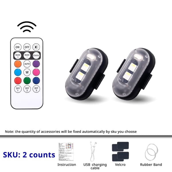 RGB Skateboard Scooter Underglow Light Kit Wireless Remote Control LED 8 Colors Rechargeable Strobe 2 counts of lights
