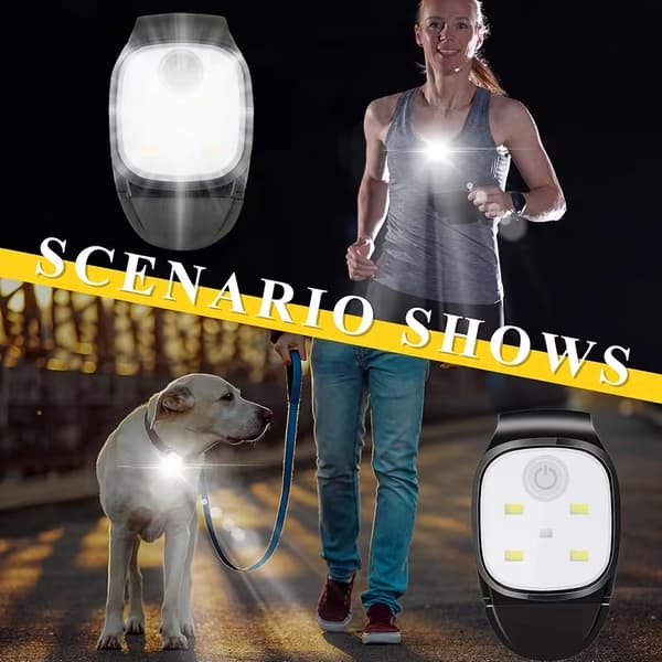 [13]Clip-On LED Running Lights 1/2-Pack – USB Rechargeable, Hands-Free & Flashing Function 1-Pack