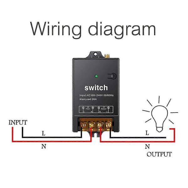 Wireless Remote Control Switch, 3000M Long Distance, AC 100-240V / 40A Relay Wireless RF Switch Compatible with Water Pump Lighting [DB] BlackWhite