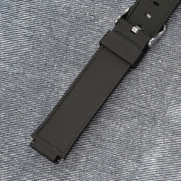 16MM urrem til CASIO MQ-24 MQ-59 elektronisk ur TPU erstatningsrem Black-Silver Buckle