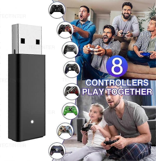 Xbox trådløs adapter til Windows 10/11, PC-gamingadapter med lav latenstid til Xbox Series X/S- og One-controllere