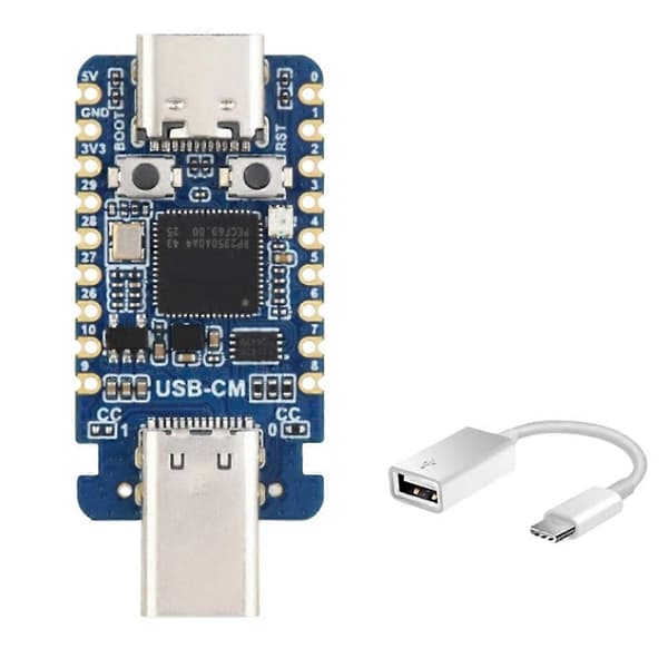 RP2350 USB C Microcontroller Udviklingskort Dual-Core & Dual-Arkitektur til Raspberry Pi RP2350A med Konverter Blue
