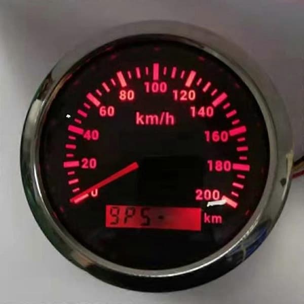 85mm 200KM/H GPS Speedometer 9-32V med Rød Kilometertæller til Biler