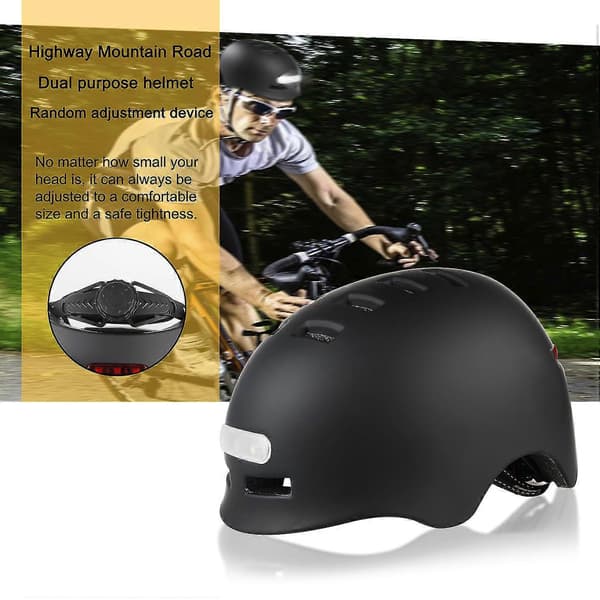 Cykelhjälm med LED-ljus black L