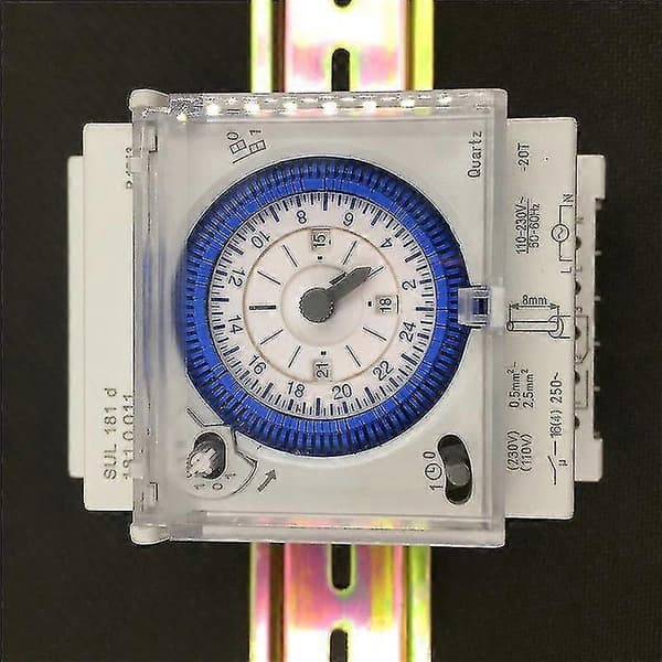 Analog mekanisk timer-kontakt 110v220v 24 timer dagligt programmerbar 15 min indstillingstidskontakt relæ white