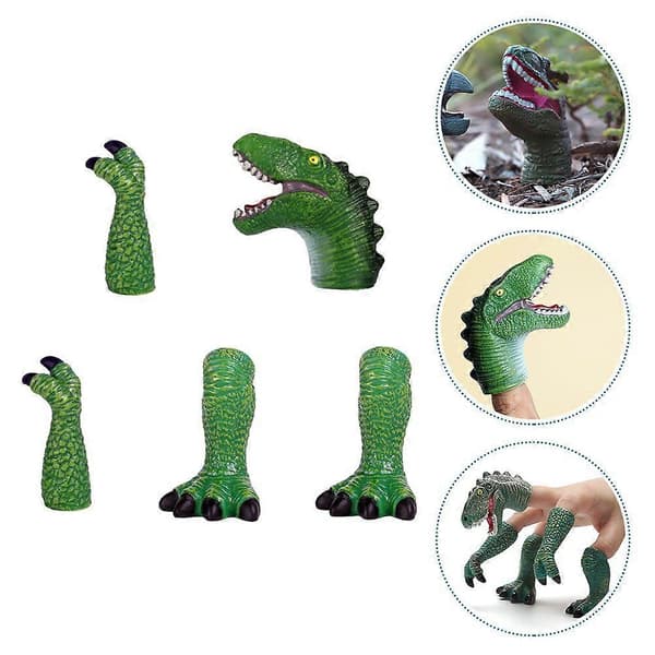 1 set dinosaurie fingerdockor set dinosauriehuvud klor fingerdockor leksaker djur fingerdockor