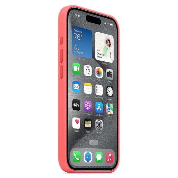 [13]Silikondeksel til iPhone 15 Pro, MagSafe-kompatibel rød Red iPhone 15 Pro