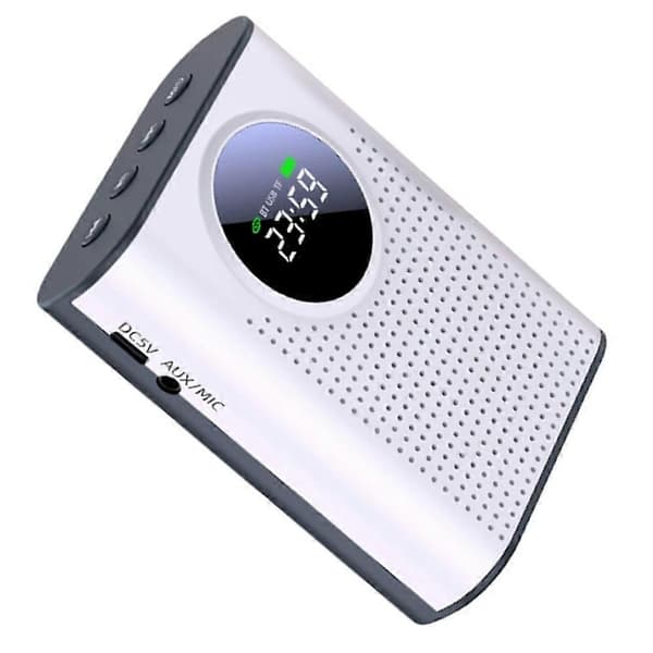 Voice Amplifier with Magnetic Mosquito Personal Microphone and Speaker with LED Display Voice Amplifier_Quality Gift White & Black