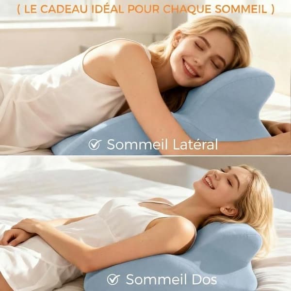 Ergonomic Pillow with Perfect 27° Angle, Multifunctional Memory Foam Wedge Pillow (Blue) Bleu