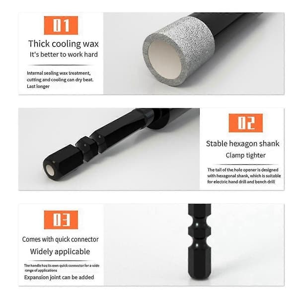 7 stk. loddet keramisk flisbor multifunksjonell glassert murstein diamant hullåpnersett