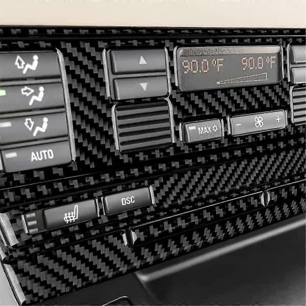För 5-serien E39 1998-2003 Lhd Mjuk Kolfiber Mittkonsol Luftkonditioneringsknapp Ramskydd Tr