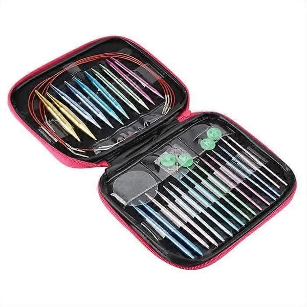 Ruidi Strikkepinner Sett med 13 par utskiftbare rundpinner Deco Tieback Knitters